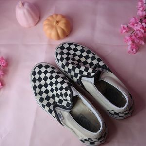 Vans Checker Board Classic Slip On Shoes Black White